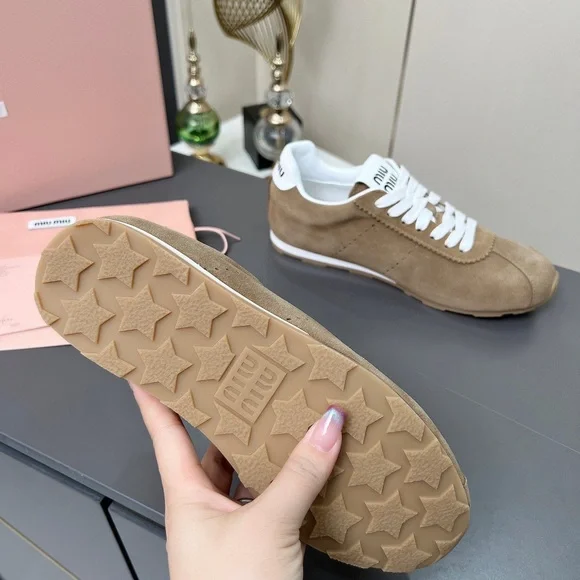 Miu Miu Tan Suede Women's Sneakers